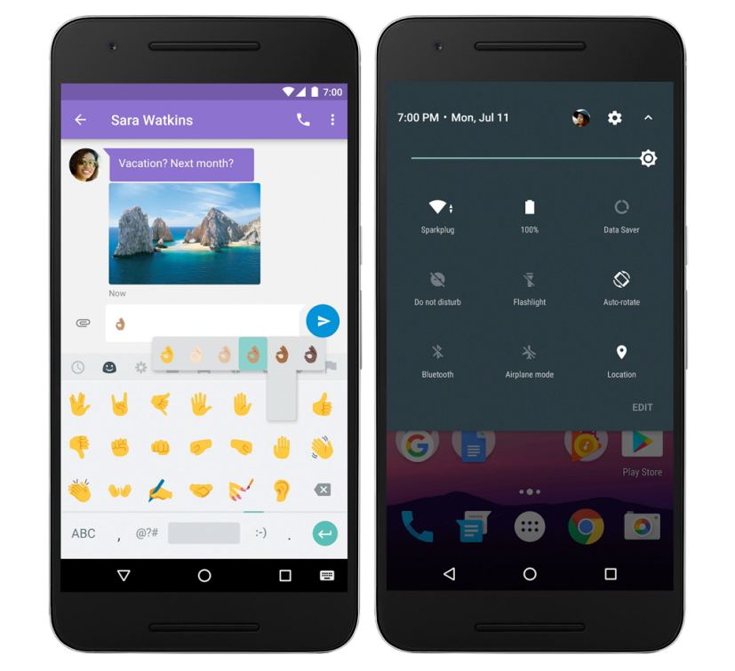 Emoji et paramètres rapides Android Nougat