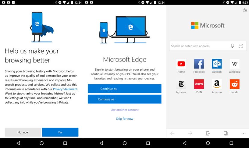 Microsoft Edge sur Android