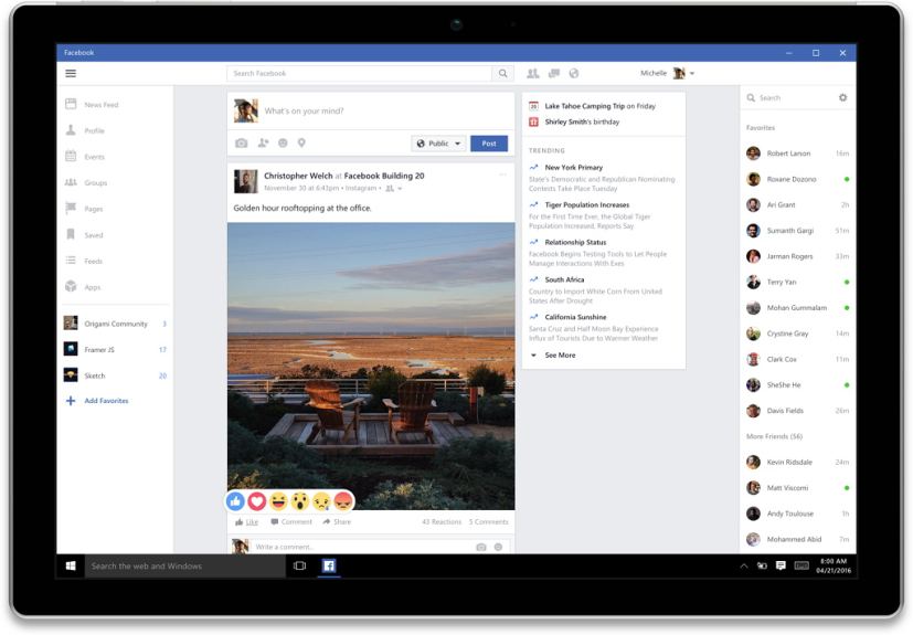 Application Facebook pour Windows 10