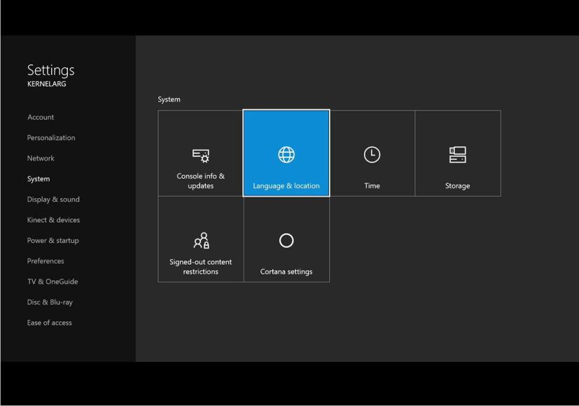 Paramètres du système Xbox One