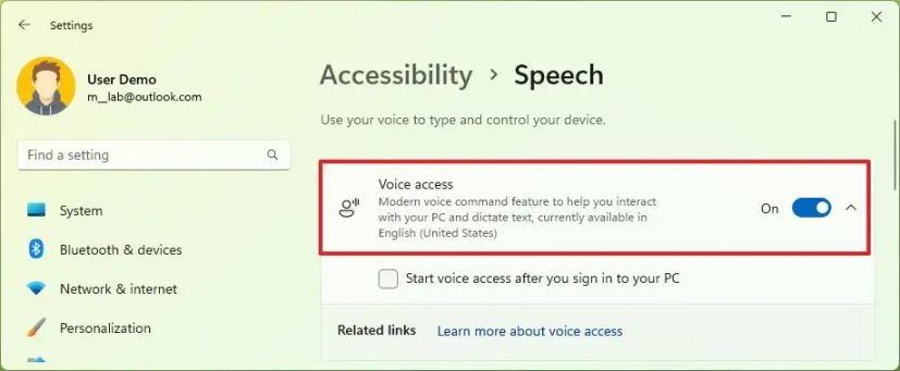 Windows 11 active l'accès vocal