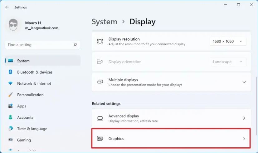 Paramètres graphiques de Windows 11