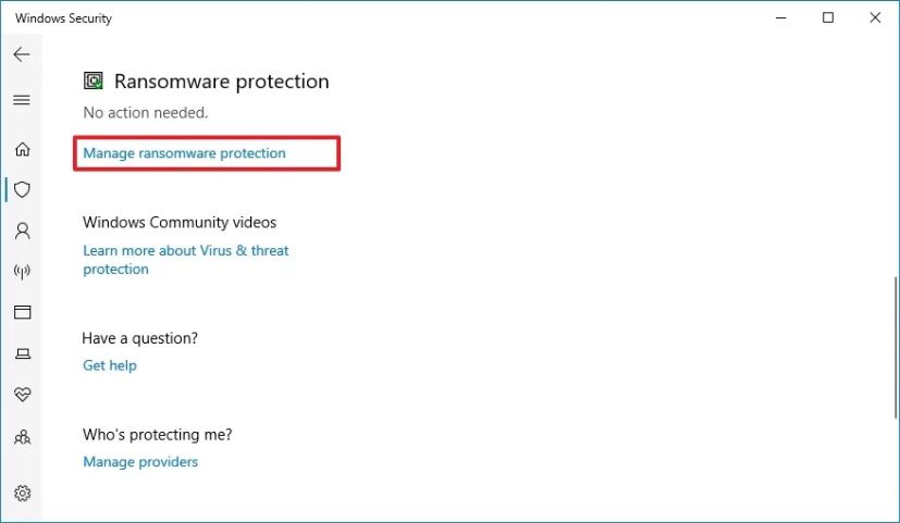 Protection contre les rançongiciels Windows 10