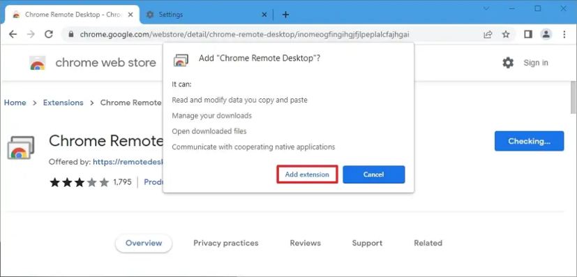 Extension du Bureau à distance Chrome