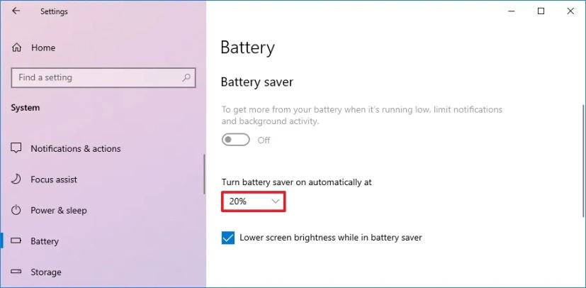 Activer l'économiseur de batterie sur Windows 10