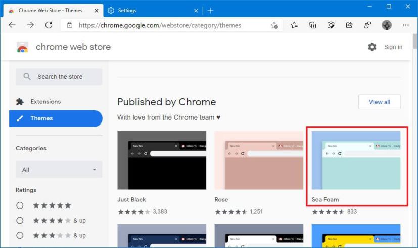 Thèmes du Chrome Web Store