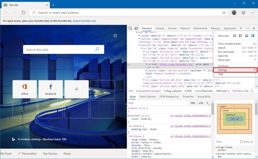 Panneau DevTools pour Microsoft Edge Chromium