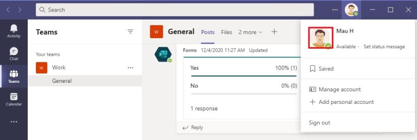 Option de modification des images de Microsoft Teams