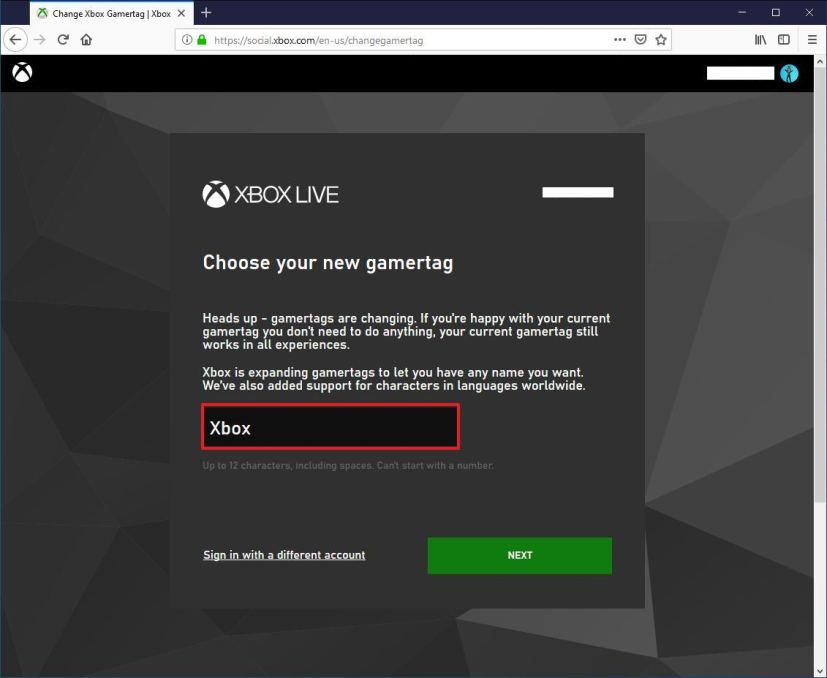 Changer le gamertag Xbox