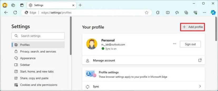 Ajouter plusieurs profils Microsoft Edge