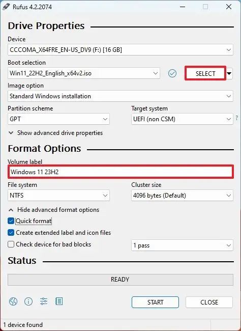 Contournement USB Rufus Windows 11 23H2