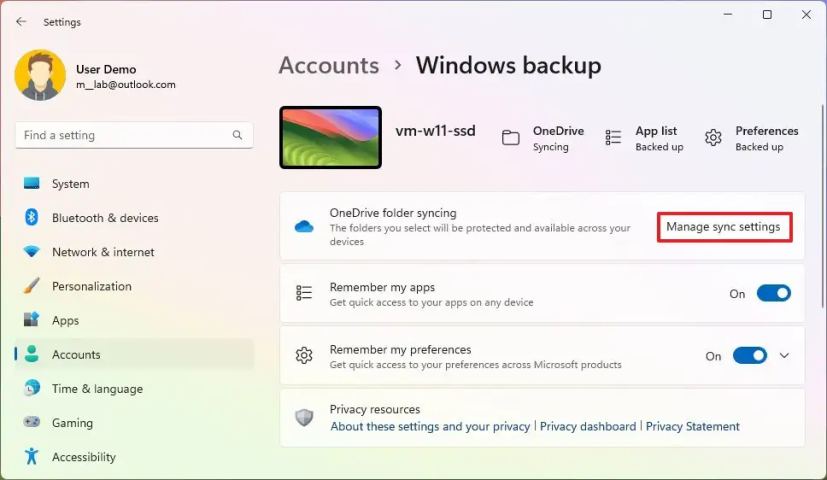 OneDrive gérer les paramètres de synchronisation