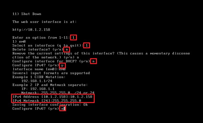 Configuration IP statique FreeNAS à l'aide de la console