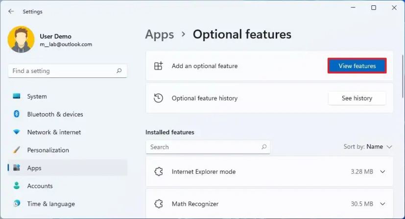 Fonctionnalités facultatives ajouter une option