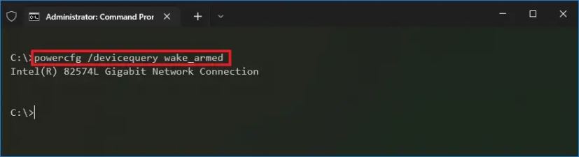Commande powercfg devicequery wake_armed