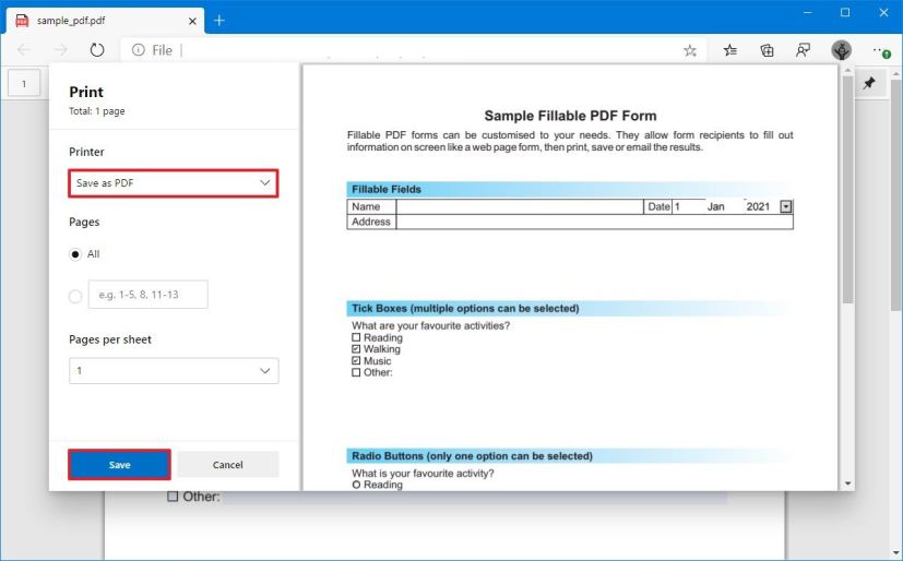 Imprimer au format PDF sur Microsoft Edge