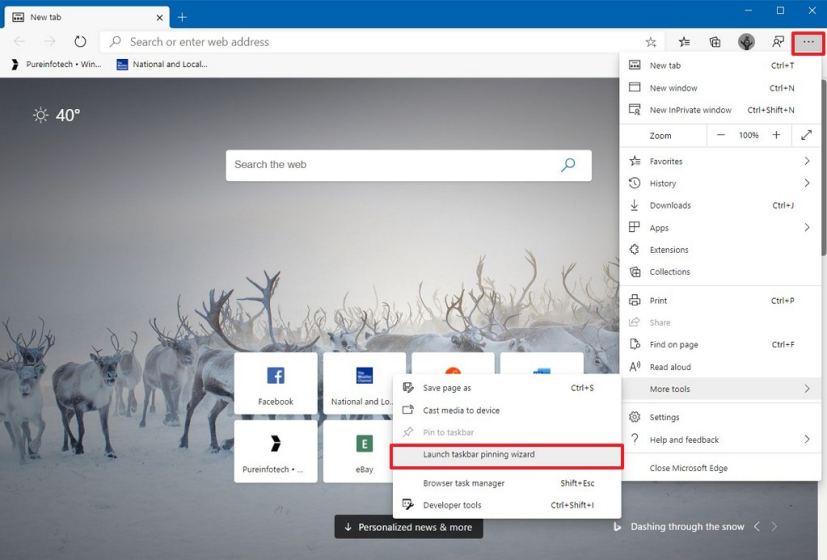 Lancer l'assistant d'épinglage de la barre des tâches sur Microsoft Edge