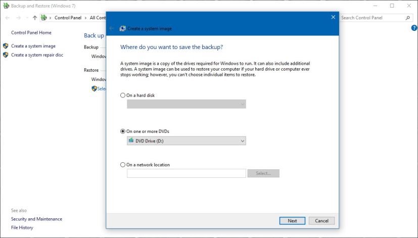 Utilitaire de sauvegarde complète de Windows 10