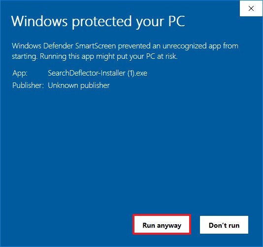 Avertissement d'installation de Windows 10