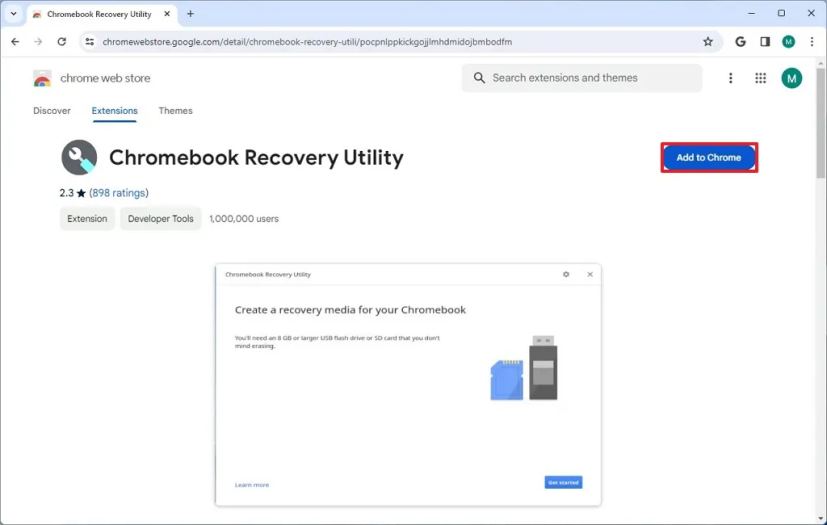 Installer l'utilitaire de récupération Chromebook