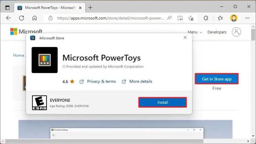 Microsoft Store installer PowerToys