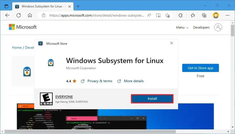 Microsoft Store installer WSL