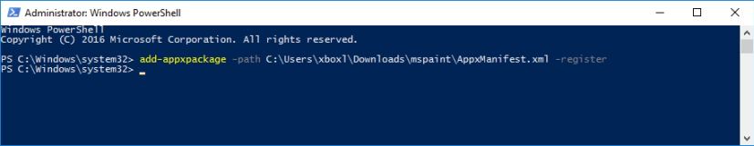 Commande PowerShell pour installer le package appx non signé sur Windows 10