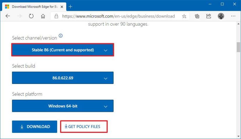 Politiques de téléchargement de Microsoft Edge