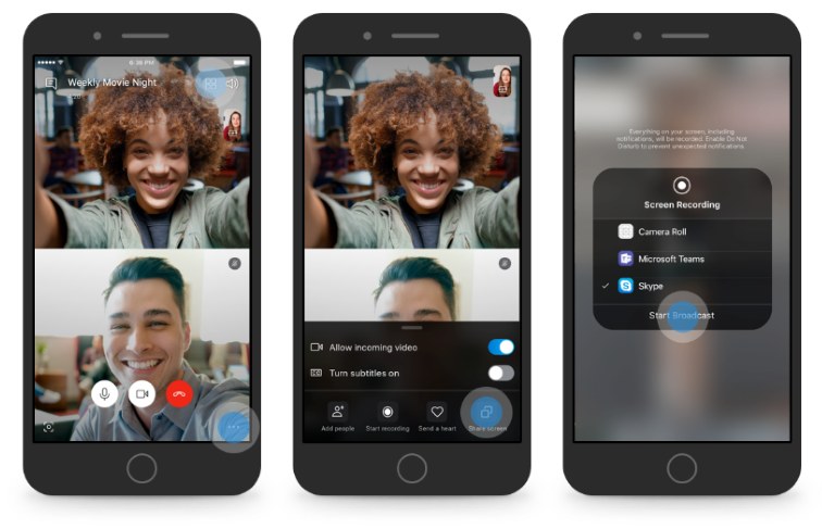 Partage d'écran Skype sur Android et iOS