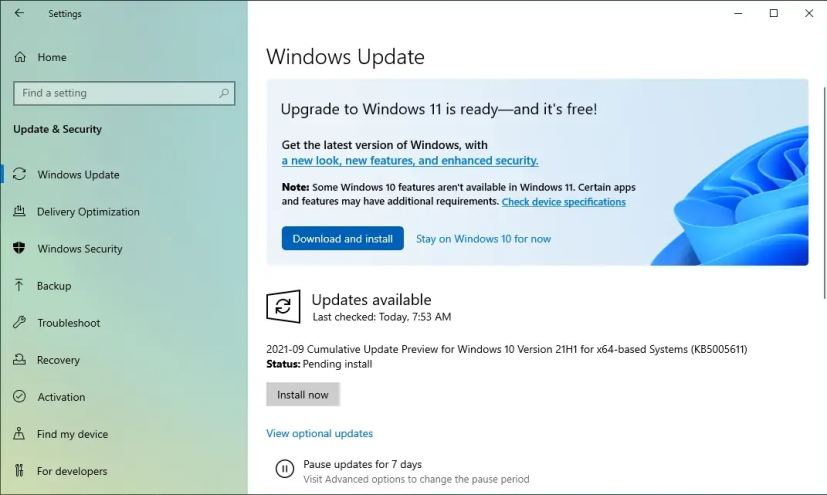 Mise à niveau de Windows 11 via Windows Update