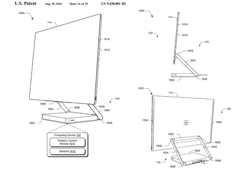 Conception de PC tout-en-un Surface (brevet)