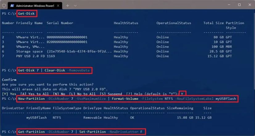 PowerShell répare la clé USB