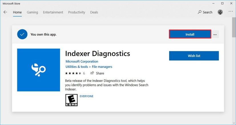 Installation de l'application Indexer Diagnostics