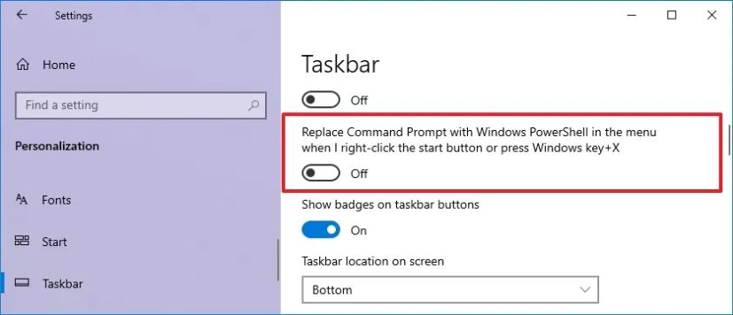Menu Windows 10 Power User avec invite de commande