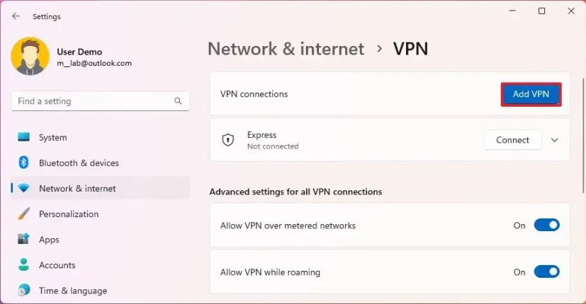 Créer un nouveau profil VPN