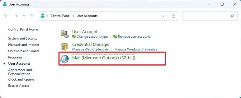 Courrier du panneau de configuration (Microsoft Outlook)