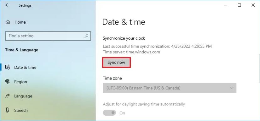 Windows 10 synchronise manuellement la date et l'heure