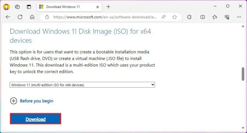 Téléchargement ISO de Windows 11