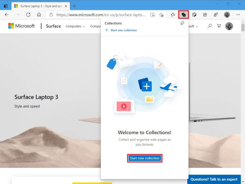 Microsoft Edge crée une nouvelle collection