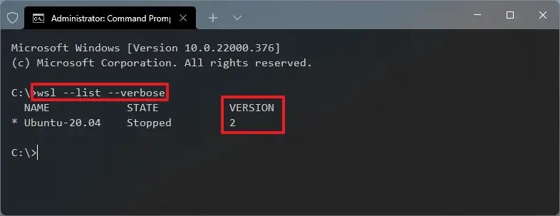 Vérifiez la version WSL sur Windows 11