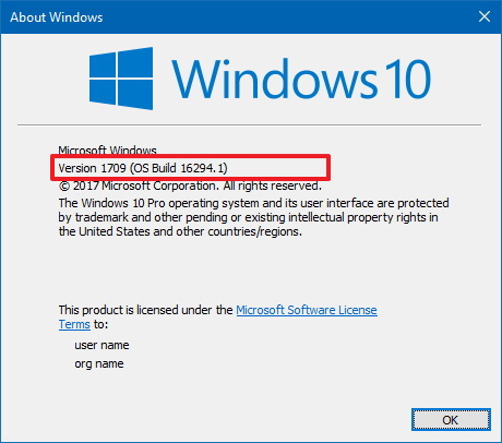 Commande Winver sur Windows 10