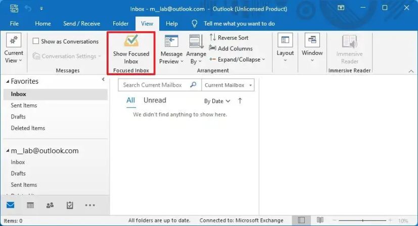 L'application Outlook désactive la boîte de réception ciblée