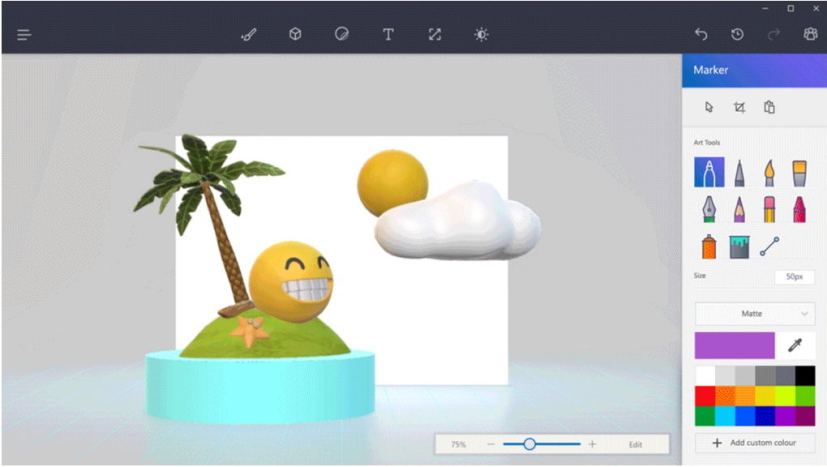 Paint 3D sur la mise à jour des créateurs de Windows 10