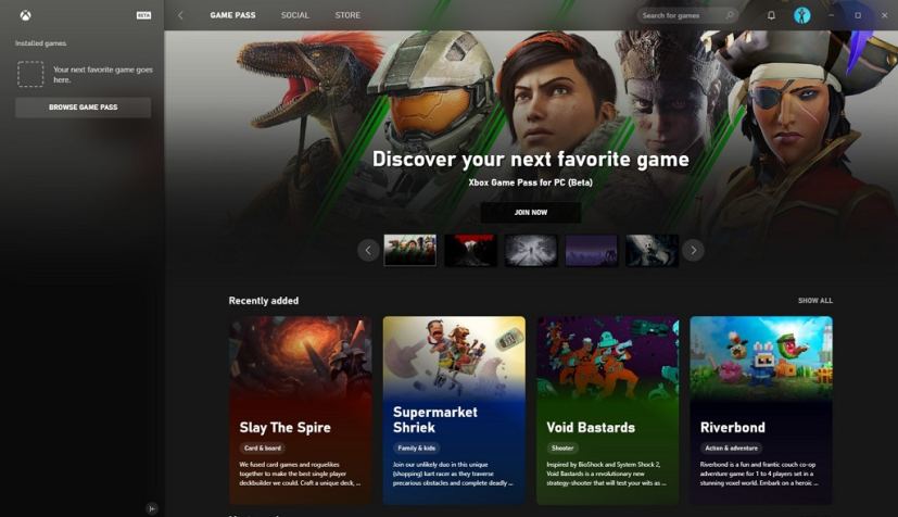 Section Game Pass de l’application Xbox