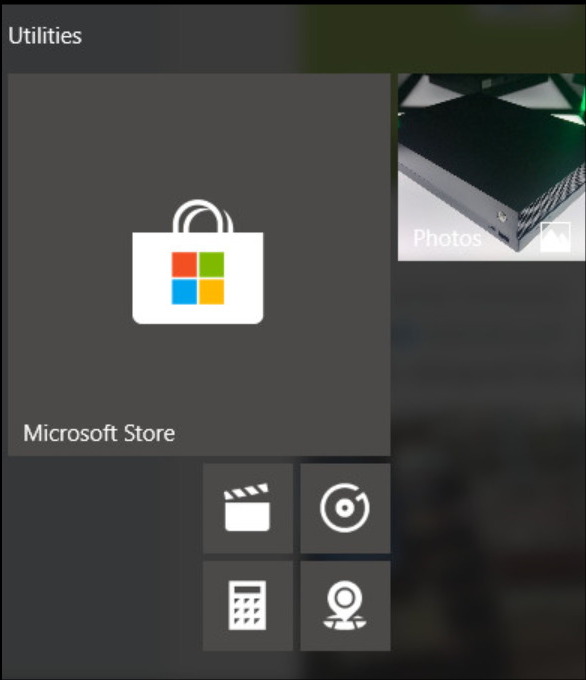 Mosaïque du menu Démarrer du Microsoft Store sous Windows 10