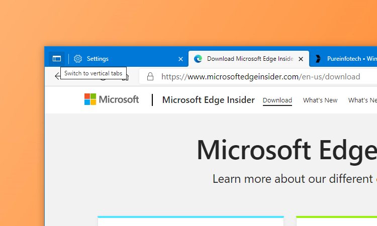 Bouton des onglets verticaux de MIcrosoft Edge