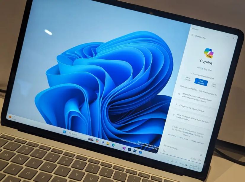 Interface utilisateur du copilote Windows 11