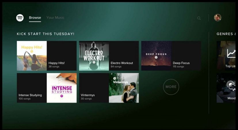 Application Spotify sur Xbox One