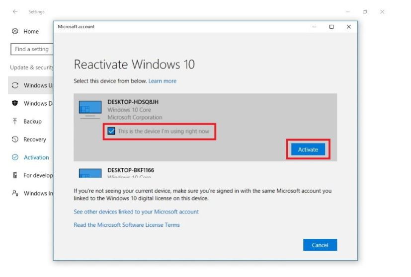 Outil de dépannage d'activation pour réactiver Windows 10