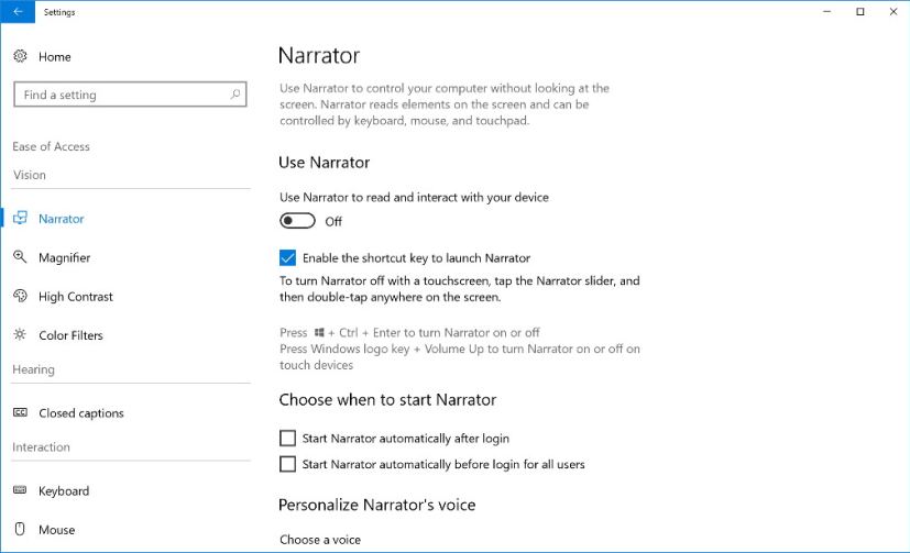 Paramètres de facilité d’accès dans la build 17025